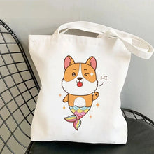 Corgi Print Canvas Shopper