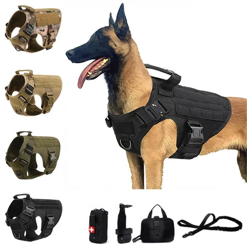 K9 Tactical Military Dog Vest & Leash Set for All Breeds