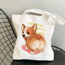 Corgi Print Canvas Shopper