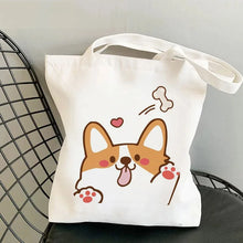 Corgi Print Canvas Shopper