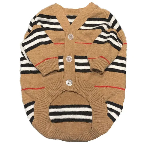 Brown Striped Knit Cardigan for Pets