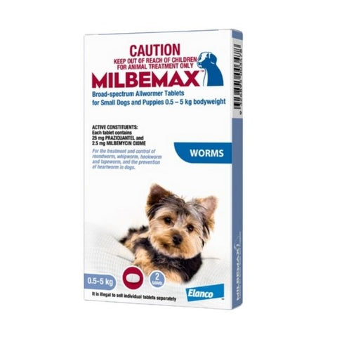 Milbemax Dog Under 5kg Broad Spectrum Allwormer - 2 Tablets