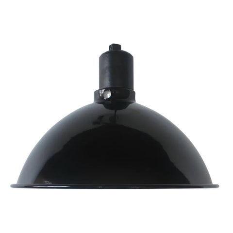 Black reptile dome lamp fixture with a wide reflector shade and heat-resistant bulb socket