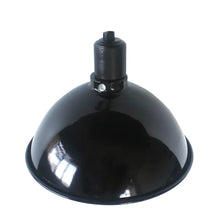 Black reptile heat lamp dome fixture with wide reflector shade and ceramic bulb socket for terrarium lighting