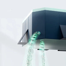 Close-up of a foldable dog swimming pool showing side and base drainage outlets for fast water release