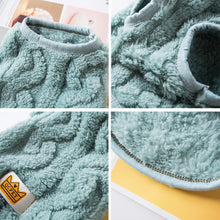 showing fine details of green cat sweater
