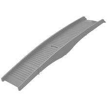 Grey non-slip dog ramp with raised sides and a ridged walking surface for safer pet access