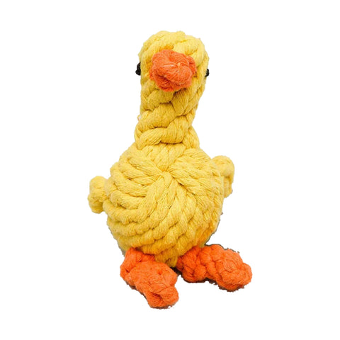 Yellow cotton rope duck dog chew toy