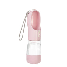 2-in-1 Pet Water Bottle and Food Dispenser in Baby Pink