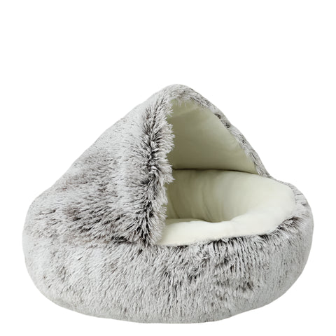 2-in-1 Winter Plush Cat Bed in Coffee
