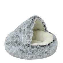 2-in-1 Winter Plush Cat Bed in Grey