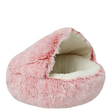 2-in-1 Winter Plush Cat Bed in Pink