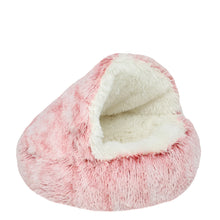 2-in-1 Winter Plush Cat Bed in Pink Long Plush