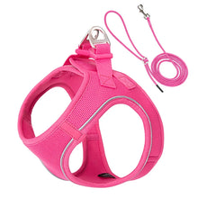 Adjustable Harness Leash Set for Dogs in Rose Red