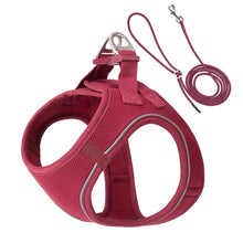 Adjustable Harness Leash Set for Dogs in Wine Red