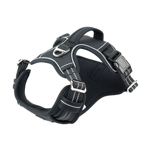 Adjustable No Pull Reflective Dog Harness in Black