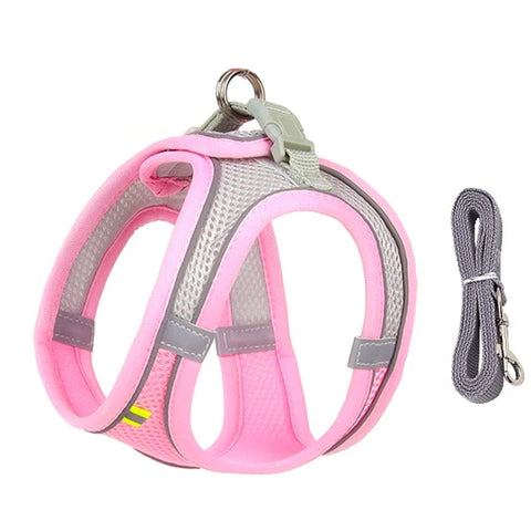 Adjustable Pet Harness and Lead Set in Pink