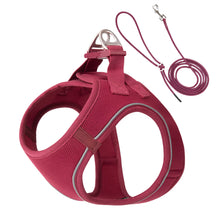 Adjustable Reflective Harness for Pets in Wine Red