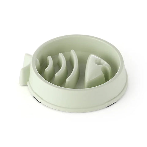 Anti-Choking Slow Food Bowl for Pets in Fish Bone - Green