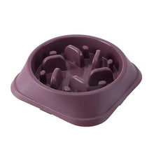 Anti-Choking Slow Food Bowl for Pets in Square - Purple