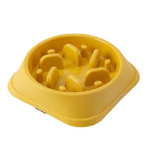 Anti-Choking Slow Food Bowl for Pets in Square - Yellow