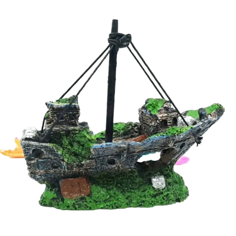 Aquarium Pirate Ship Decoration in Dinghy