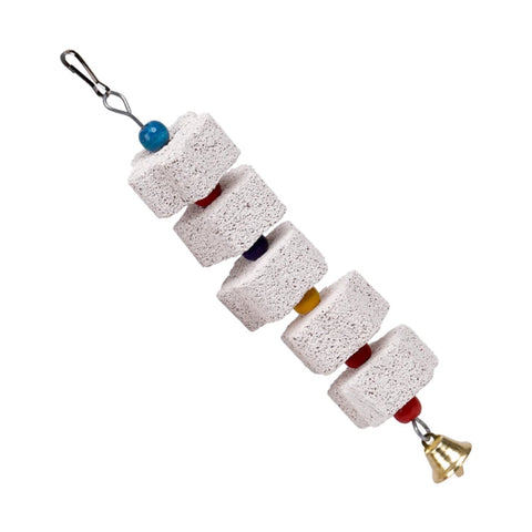 Hanging calcium stone bird chew toy with bell