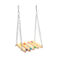 Wooden bird hammock swing with colourful beads and chains