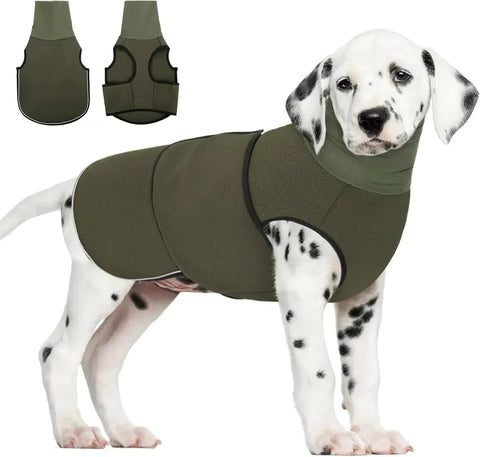 Calming Jacket with Hoodie for Dogs in Army Green