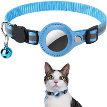 Cat AirTag Holder Collar Reflective Adjustable with Bell in Blue