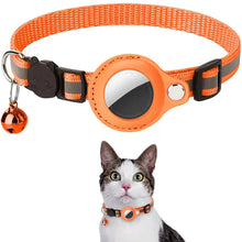 Cat AirTag Holder Collar Reflective Adjustable with Bell in Orange