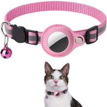 Cat AirTag Holder Collar Reflective Adjustable with Bell in Pink