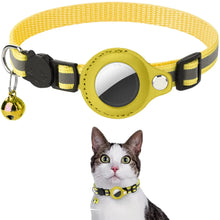Cat AirTag Holder Collar Reflective Adjustable with Bell in Yellow