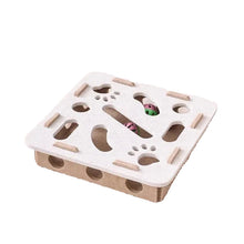 Cat Interactive Puzzle Toy Box with Ball in Camel White-Square