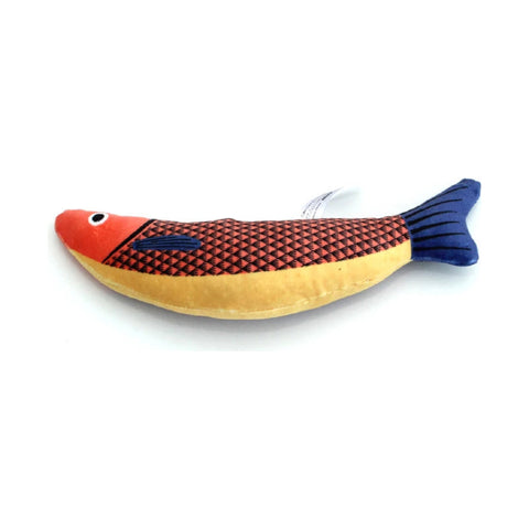 Red and yellow plush fish cat toy