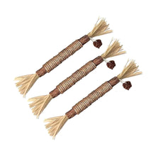Three silvervine chew sticks with tassels and hanging treats
