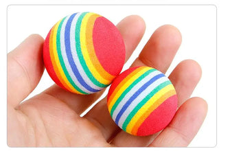 Catnip Plush Toy with Chewing Features in Rainbow Ball