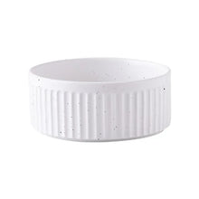 Ceramic Dog & Cat Bowl with Wooden Stand in Bowl (White)