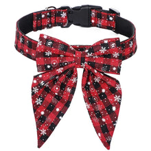 Christmas Bow Collars for Pets in Red Black Snow