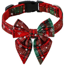 Christmas Bow Collars for Pets in Red Green Snow
