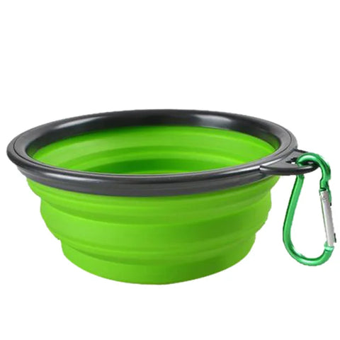 Collapsible Pet Silicone Food Water Bowl in green