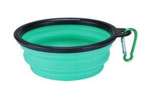 Collapsible Pet Silicone Food Water Bowl in light green