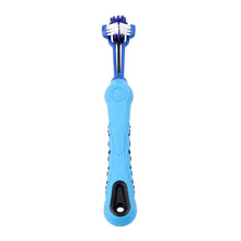 Colourful Three Sided Pet Tooth Brush in Blue