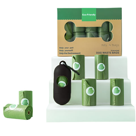 green dog doop bags with dispenser
