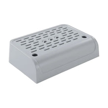Grey perforated litter tray ramp on white