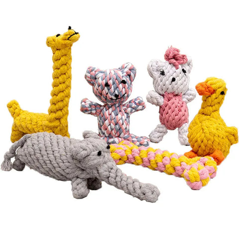 different animal shaped rope knot all toy