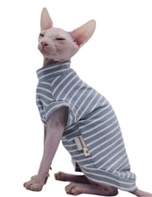 Cotton Sleeveless Vest for Sphynx & Hairless Cats in Blue