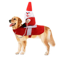 Dog wearing Santa riding costume for Christmas