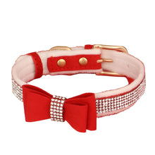 Dog Bow and Jeweled Collar in Red