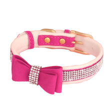 Dog Bow and Jeweled Collar in Rose